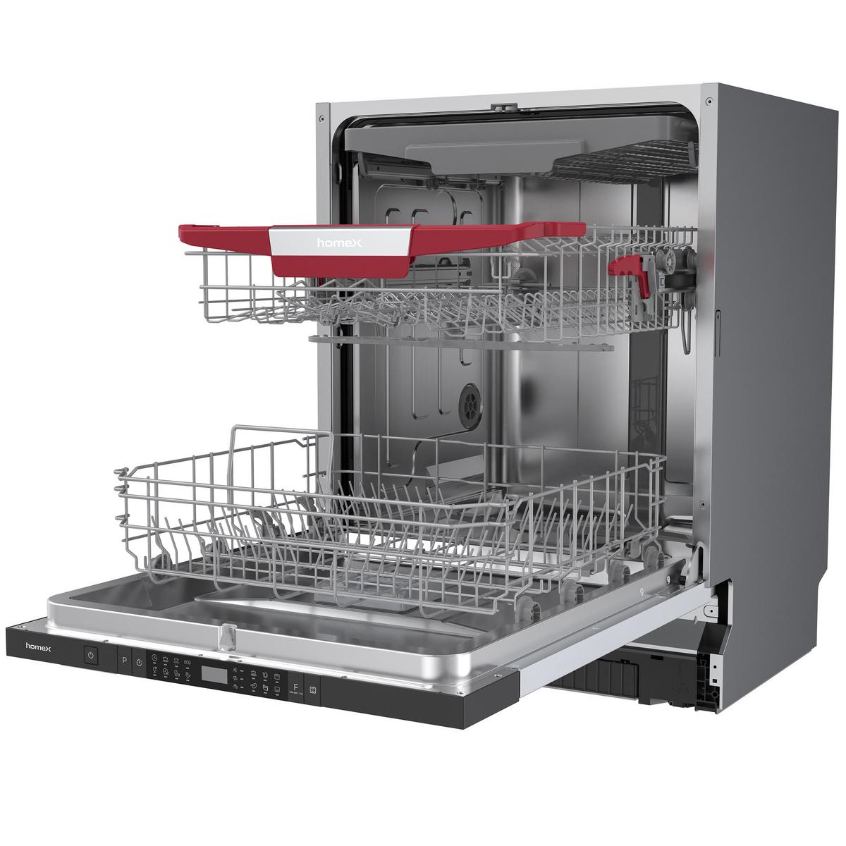 GESCHIRRSPÜLER vollintegrierbar 60 cm, Einbau Spülmaschine - 14 Maßgedecke, 8 Programme, AquaStop, Bodenlicht - Silberfarben, Kunststoff/Metall (59.8/81.5/55cm) - homeX