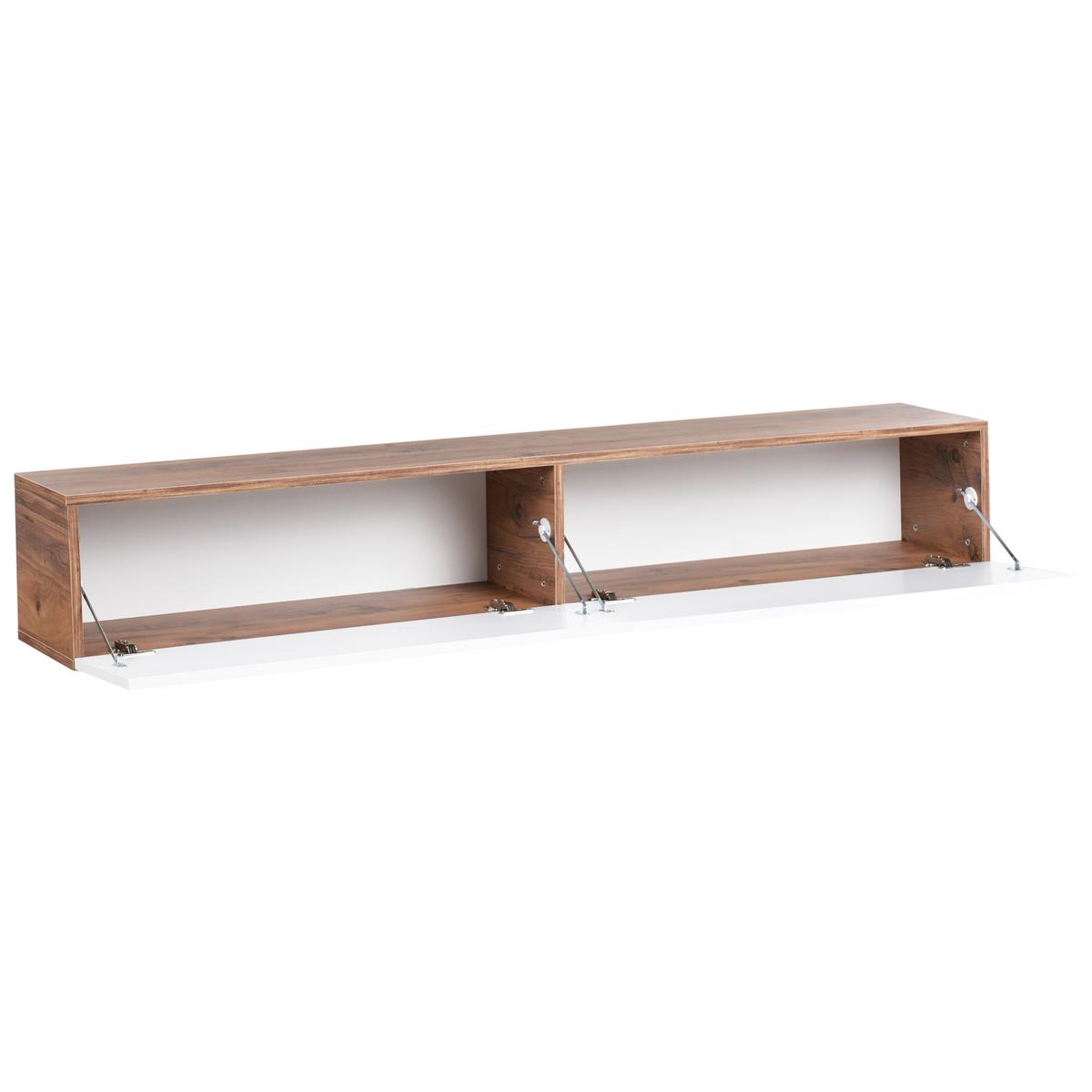 WANDMONTIERTER-TV-SCHRANK Weiß/Braun Gladstone - Weiß/Braun, Holzwerkstoff (180/30/32cm) - Beliani