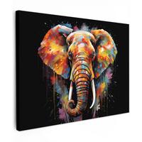 LEINWANDBILD Elefant - Graffiti - Schwarz - Tiere - Farben Wandbild 40x30 cm - Schwarz, Textil (40/30cm) - MuchoWow