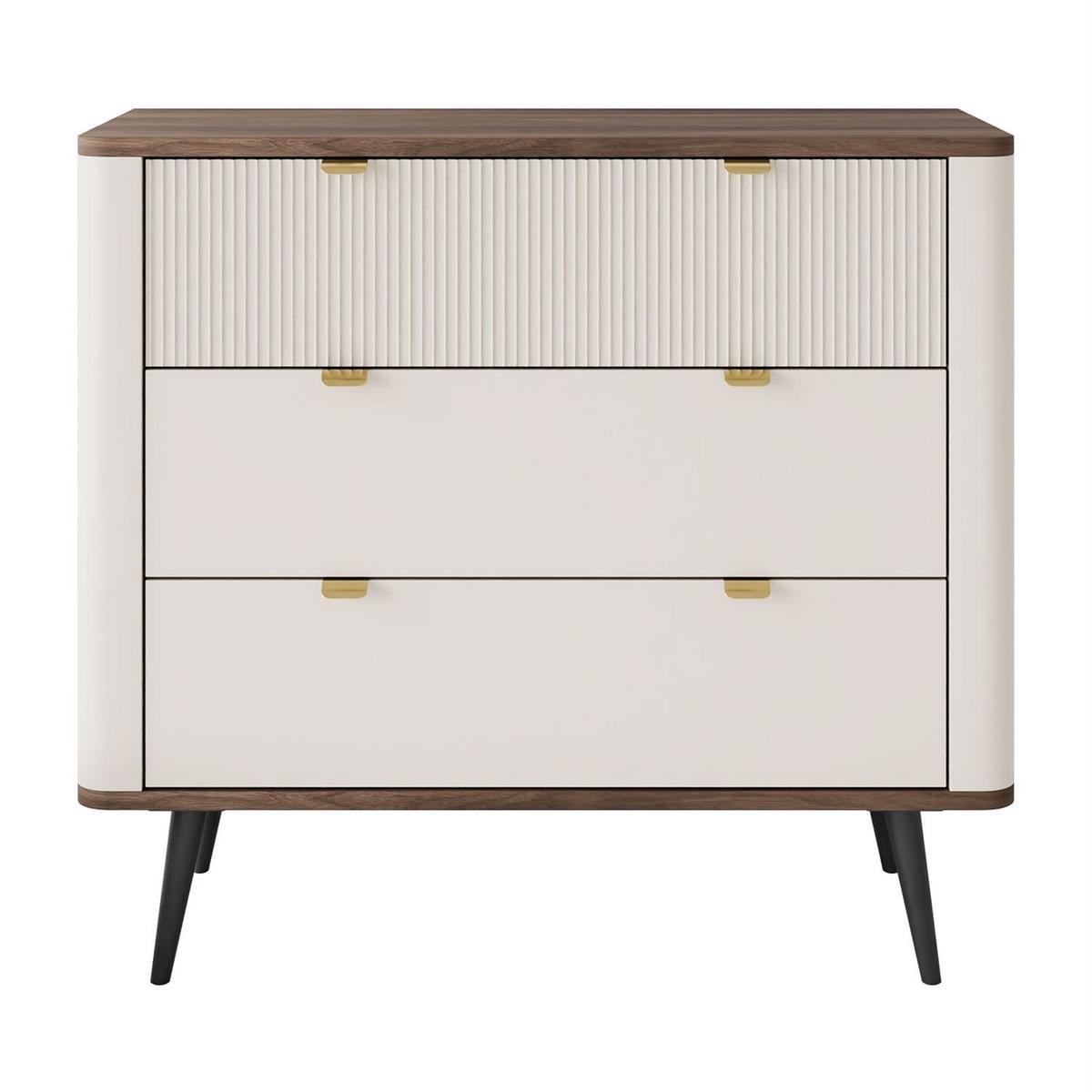 KOMMODE für das Wohnzimmer AUTUMN 3S auf hohen Beinen, Kaschmir / Nussbaum - Beige/Braun, Holzwerkstoff (90/82/40cm) - Lookway
