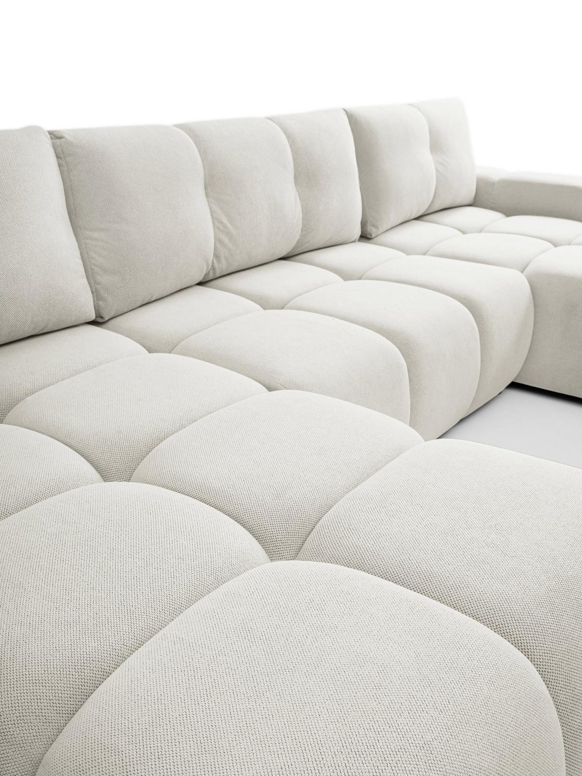 WOHNLANDSCHAFT DUCA U Creme Jersey mit Schlaffunktion - Creme, Holz (359/88/177cm) - MASSENO