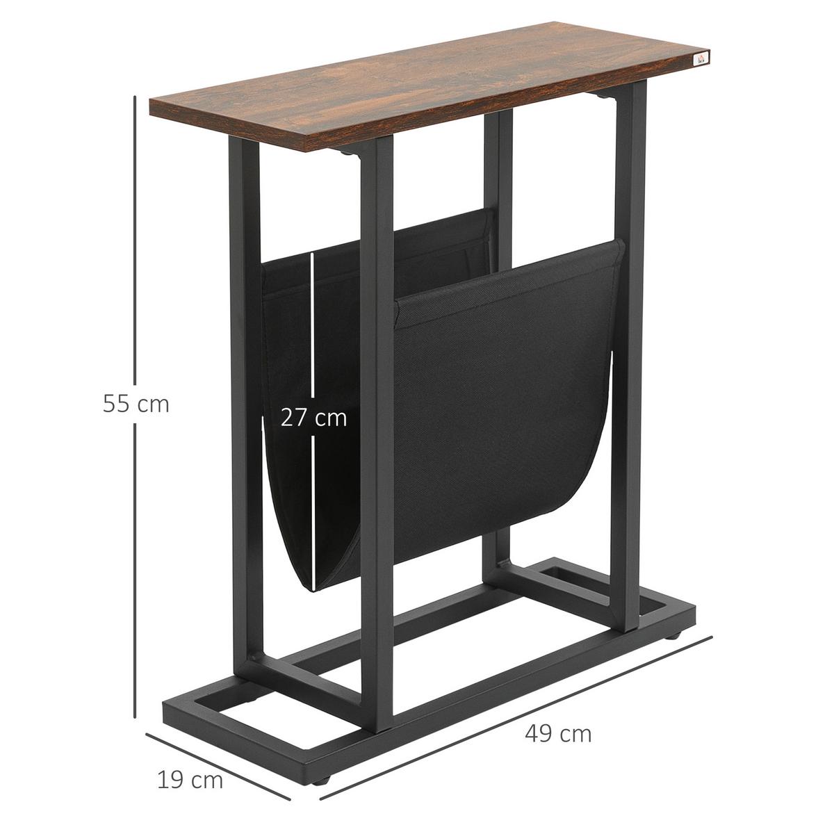BEISTELLTISCH mit Stofftasche, Couchtisch, Sofatisch, Nachttisch, Dunkelbraun - Dunkelbraun, Kunststoff (49/19/55cm) - HOMCOM