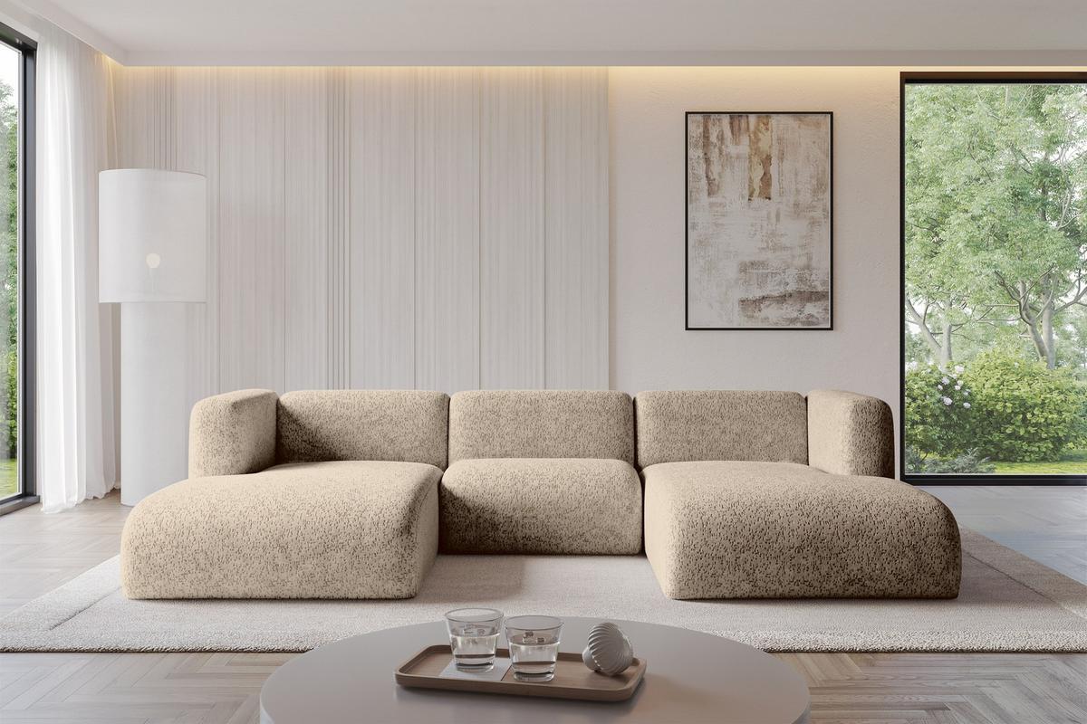 WOHNLANDSCHAFT MIRA-U1 317x179x70 Braun Velours - Schwarz/Braun, Holzwerkstoff/Kunststoff (317/70/179cm) - ALTDECOR
