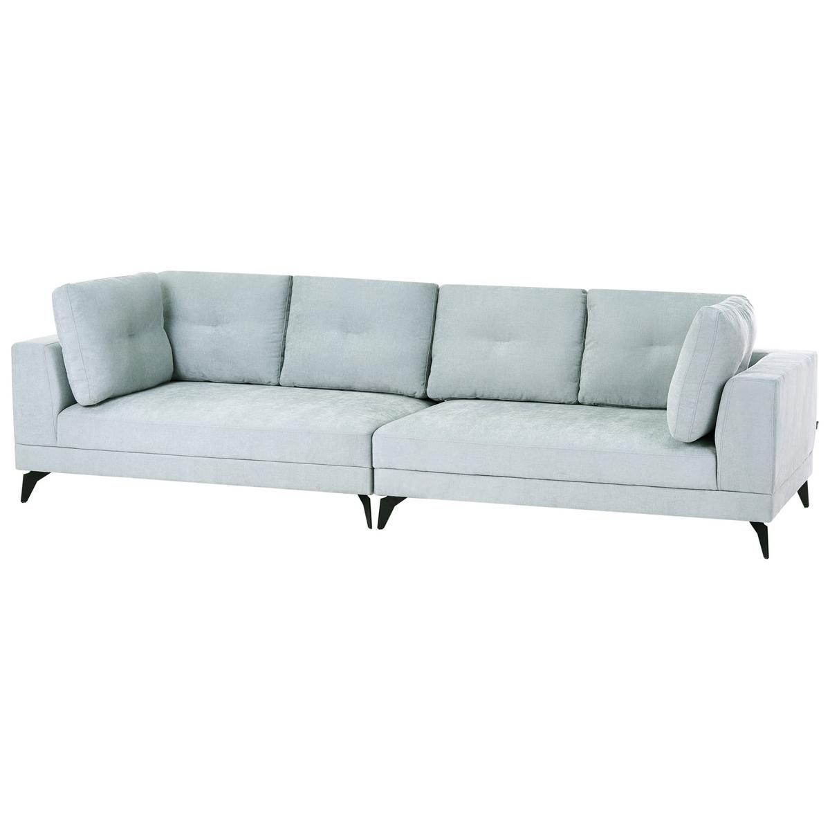 4-SITZER-SOFA Kunstleinen Hellblau Yuri - Blau/Schwarz, Textil (302/88/100cm) - Beliani