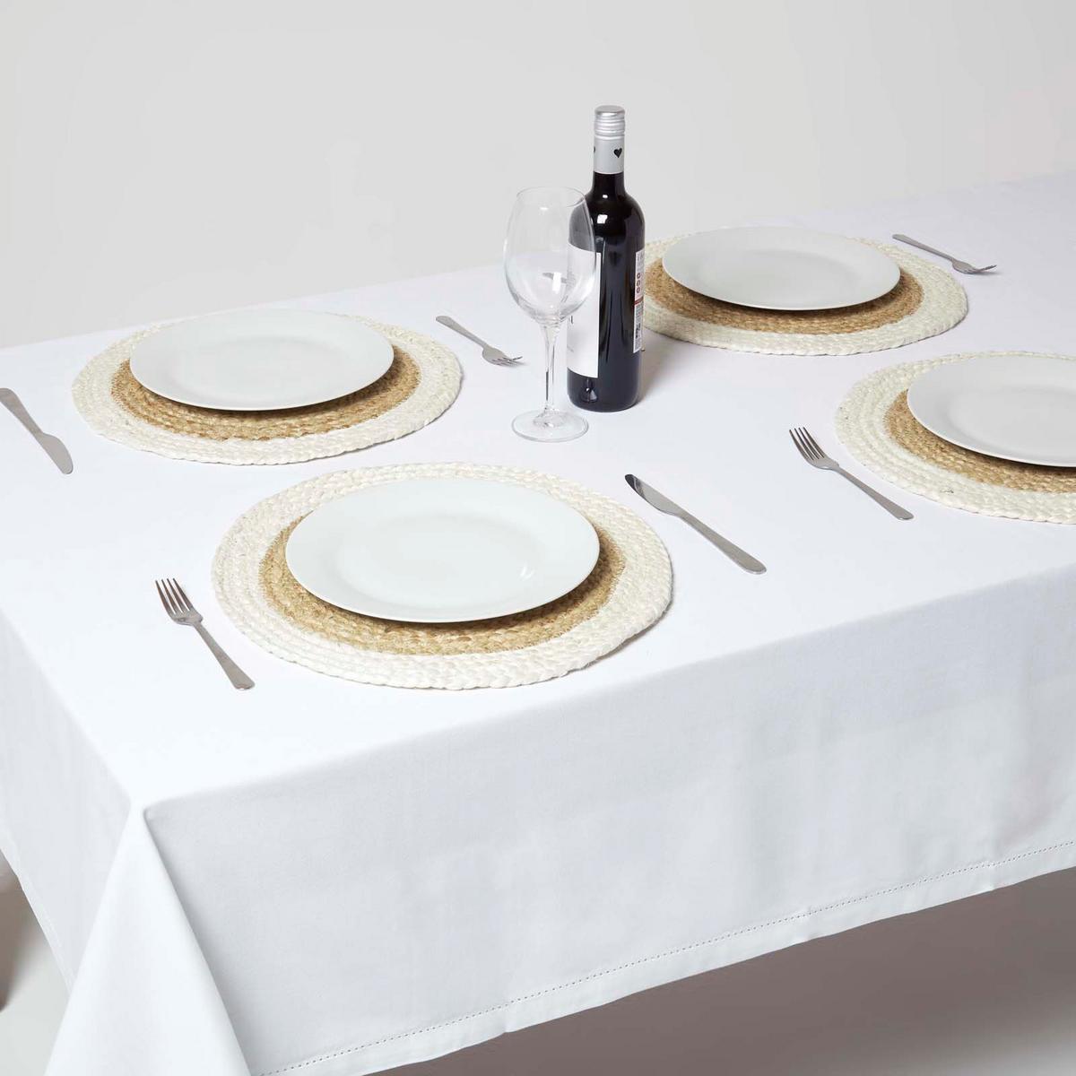 JUTE-TISCHSET creme-natur, 4er-Set Platzsets rund geflochten, 40 cm - Naturfarben/Weiß, Naturmaterialien (40/40cm) - Homescapes