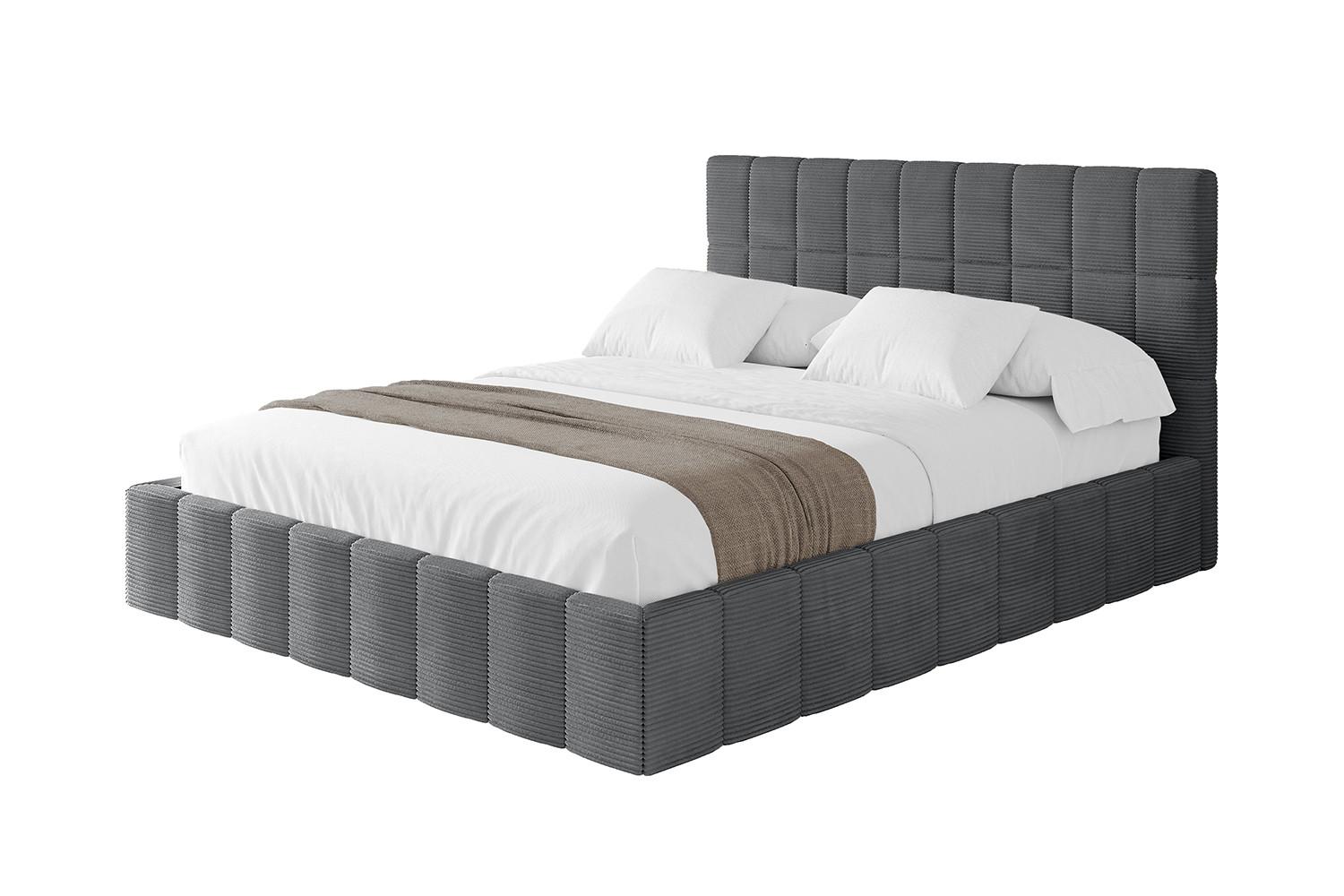 POLSTERBETT mit Bettkasten und Lattenrost, Boxbett ohne Matratze - AMEA 140x200 Dunkelgrau - Anthrazit, Holzwerkstoff/Textil (140/200cm) - ALTDECOR