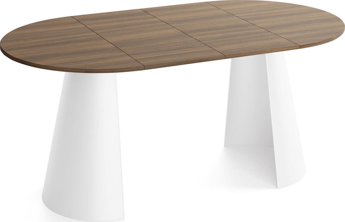 ESSTISCH Lamio runder ausziehbarer, Walnuss Braun 120-200/120/76 cm - Walnussfarben/Weiß, Holzwerkstoff/Metall (120/196/76cm) - WFL GROUP