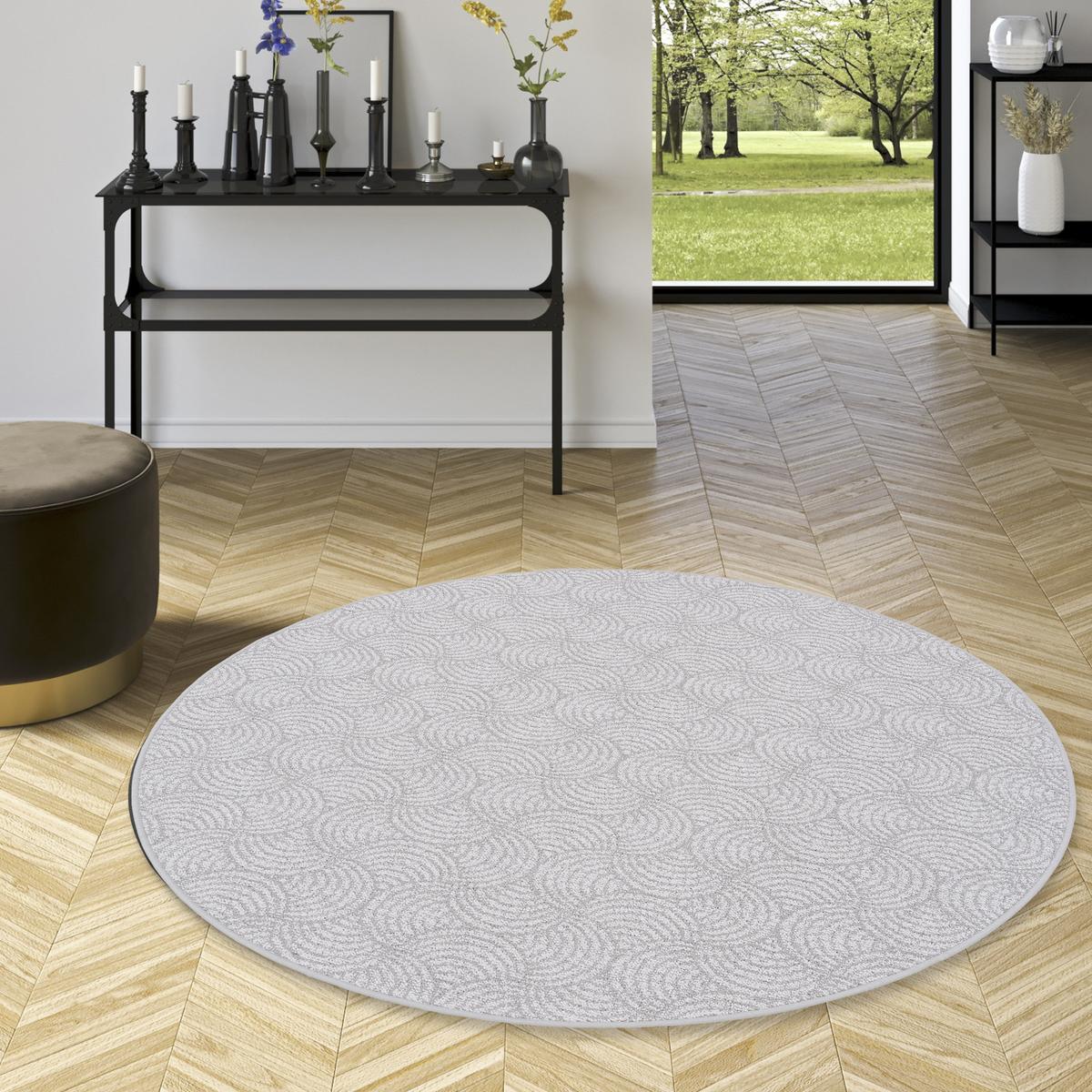 FEINSCHLINGE DESIGNER TEPPICH RUND CIRCLE - Grau, Textil (100/100cm) - Snapstyle