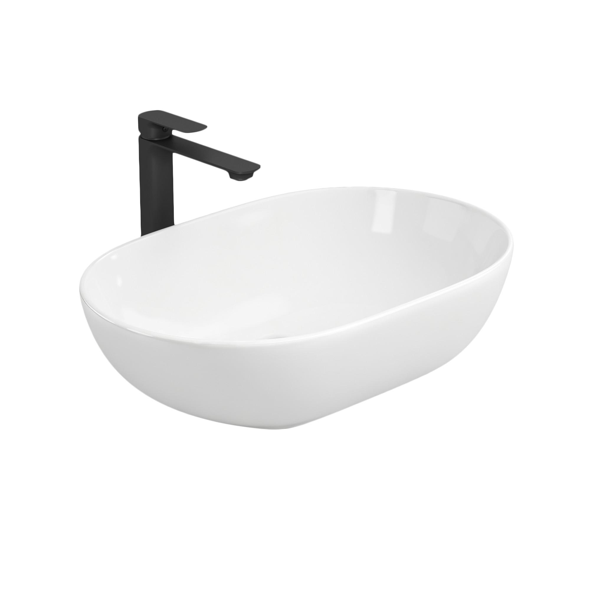 WASCHBECKEN Quadratisch R-Ecken Weiß 60 / 41,5 / 13,5 cm - Weiß, Keramik (60/13.5/41.5cm) - EMKE