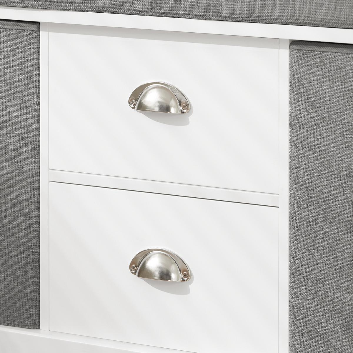 SCHUHBANK Grau - Weiß, Holzwerkstoff (100/50/35cm) - SoBuy