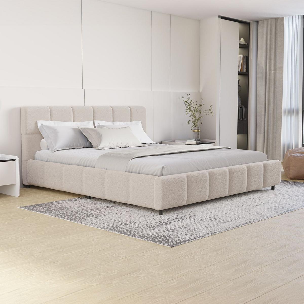 POLSTERBETT Florenz beige 180x200 cm - Beige, Holz (180/200cm) - Juskys