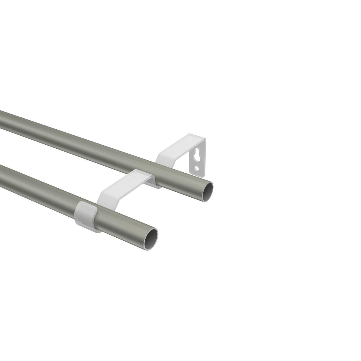 GARDINENSTANGE Olymp Allegra 120 cm, 2-läufig (ohne Ringe), 16 mm Ø Chrom matt - Chromfarben/Nickelfarben, Metall (120cm) - INTERDECO