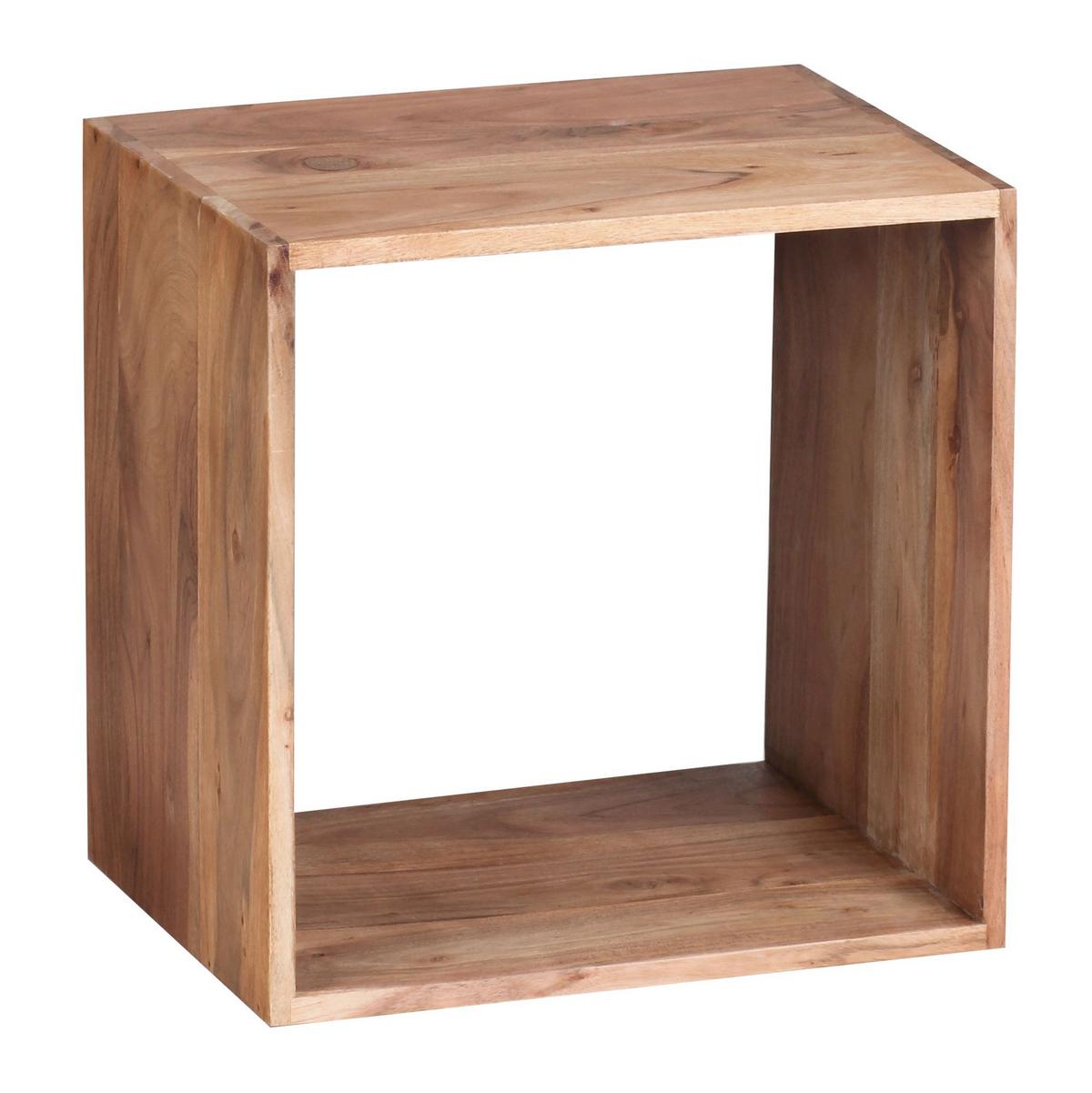 BEISTELLTISCH Massivholz Cube Regal Landhausstil MUMBAI, Akazie 33x43x43 cm - Braun/Akaziefarben, Holz (43/33/43cm) - KADIMA DESIGN