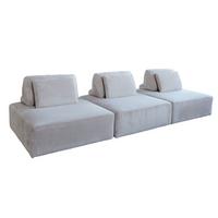 MODULSOFA WIOLO SOFT 3 MODULE 3 KISSEN Hellgrau Cord - Hellgrau/Schwarz, Kunststoff/Textil (333/84/111cm) - KAWOLA