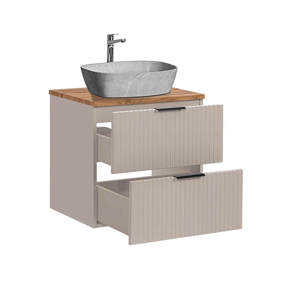 WASCHTISCH 60.6cm Adriel Beige - Beige/Grau, Holzwerkstoff (60.6/59/46cm) - Petits-meubles