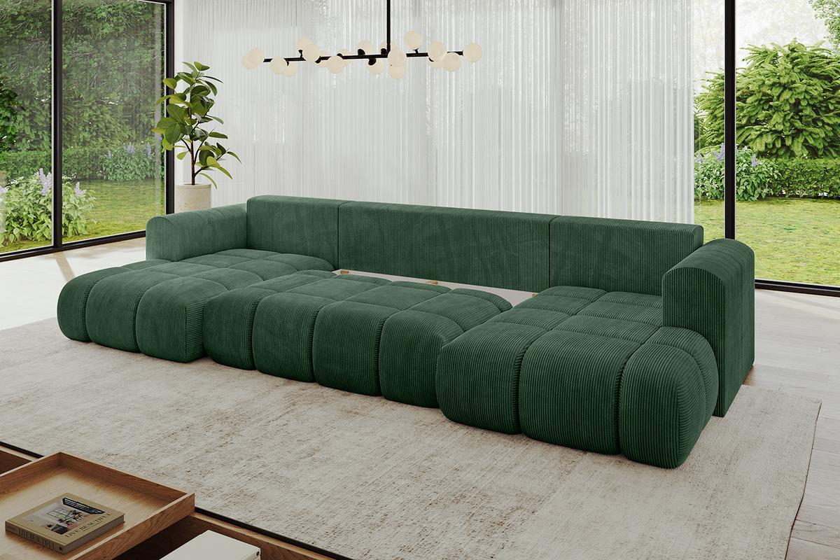 WOHNLANDSCHAFT CLOUD-U-v1 405x185x90 Grün Cord - Grün, Holzwerkstoff/Kunststoff (405/90/185cm) - ALTDECOR