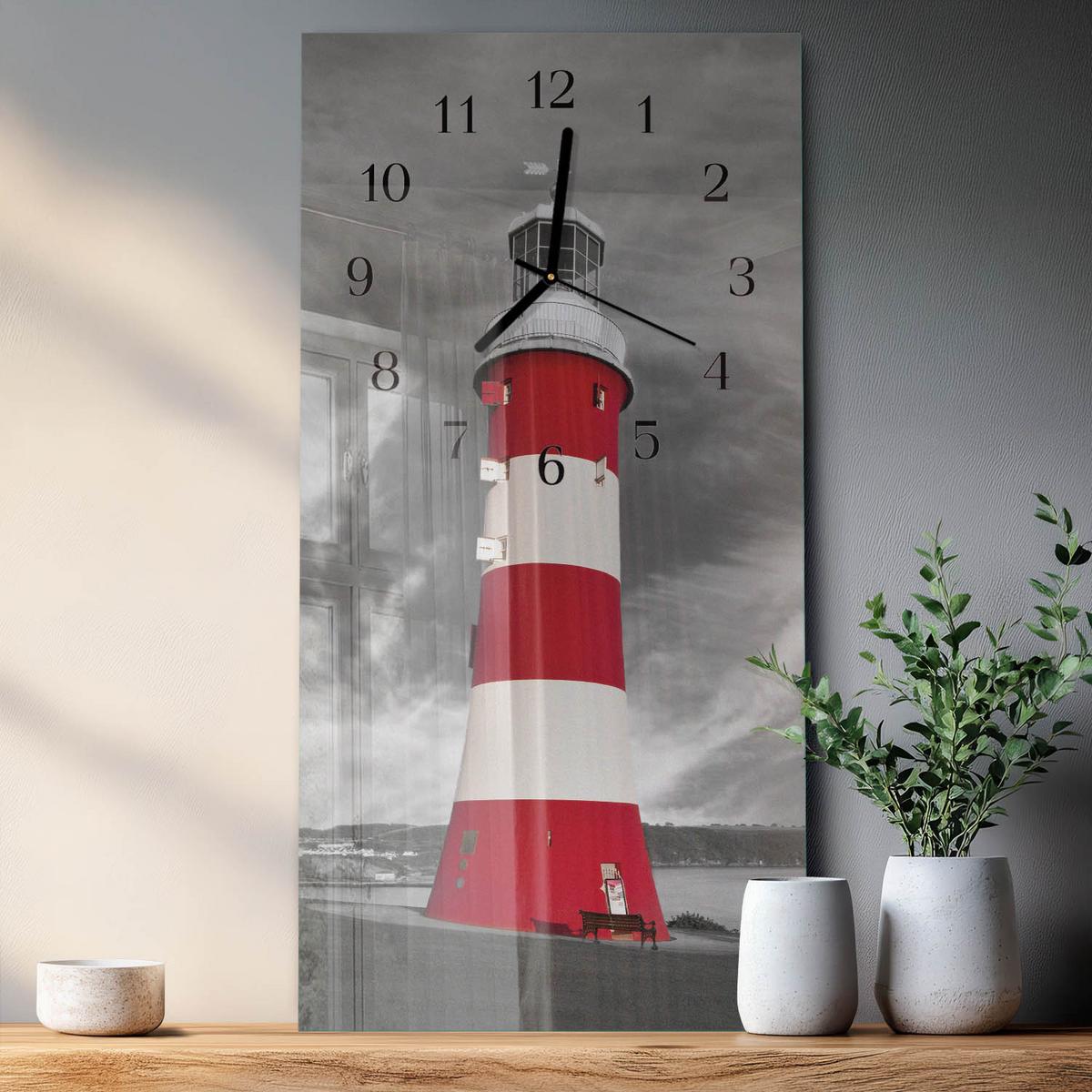 WANDUHR aus Glas 30x60 cm - Leuchtturm - Multicolor, Glas (30/60/0.4cm) - TULUP