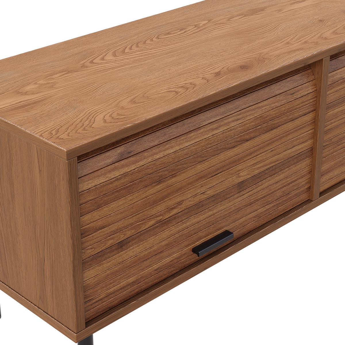 TV-LOWBOARD Walnuss-Optik 180cm mit 3 aufschiebbaren Türen & Metallfüßen - Walnussfarben, Holzwerkstoff (180/55/40cm) - Urban Meuble