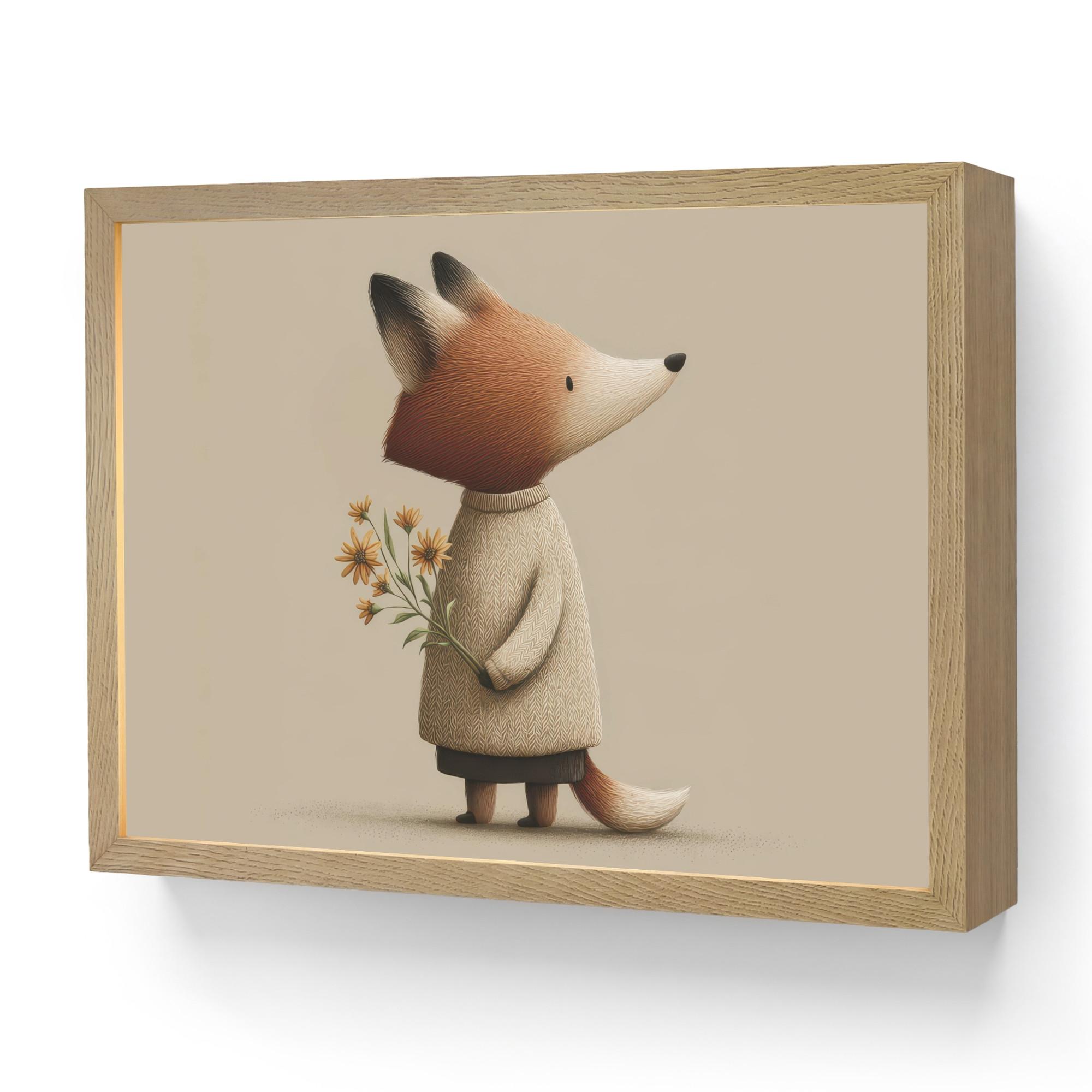 NACHTTISCHLAMPE MIT AKKU Fuchs - Gelbe Blumen - Minimalistisch 40x30 cm - Taupe, Holzwerkstoff (8/40/30cm) - OnlyWow