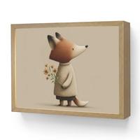 WANDLEUCHTE MIT AKKU Fuchs - Gelbe Blumen - Minimalistisch 40x30 cm - Taupe, Holzwerkstoff (40/30/8cm) - OnlyWow