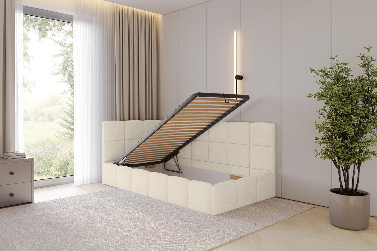 EINZELBETT Jugendbett mit Bettkasten Rechts, mit Matratze - LIVY 80x200 Beige - Cappuccino, Holzwerkstoff/Textil (80/200cm) - ALTDECOR