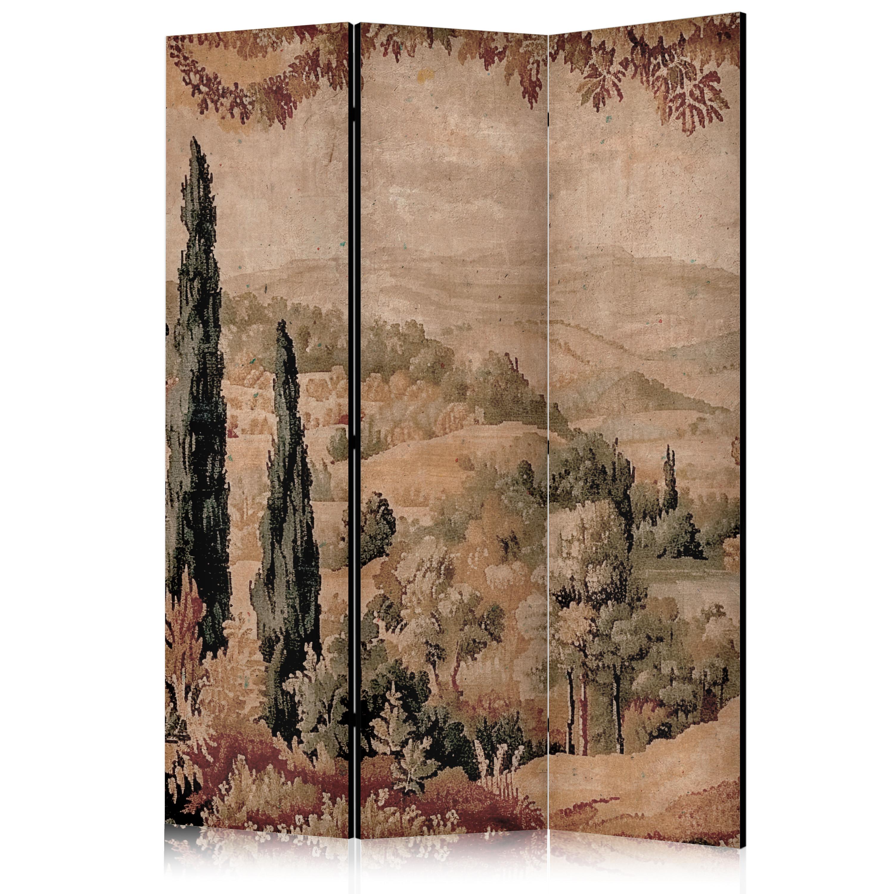 PARAVENT Akustik 3-tlg 135x172 cm Retro Landschaft - Multicolor, Holz/Textil (135/172/3cm) - Muralo