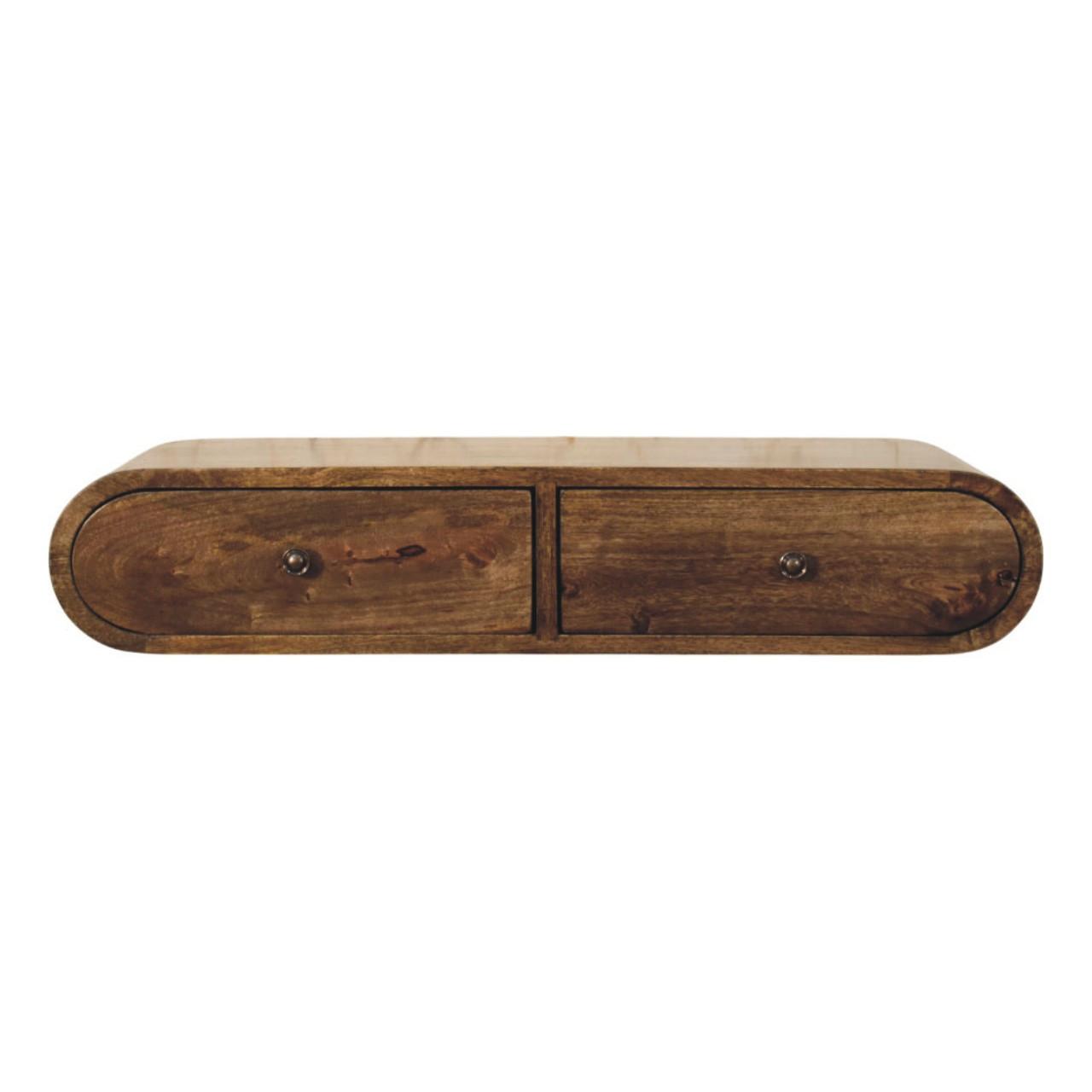 KONSOLEN TISCH Rounded Wandmontage mit 2 Schubladen - Braun, Holz (80/32/15cm) - Artisan Furniture