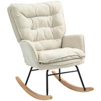 SCHAUKELSTUHL Schwingsessel Armlehnsessel mit Chenilleoptik für Schlafzimmer - Beige/Naturfarben, Holz/Textil (98.5/97/71cm) - HOMCOM