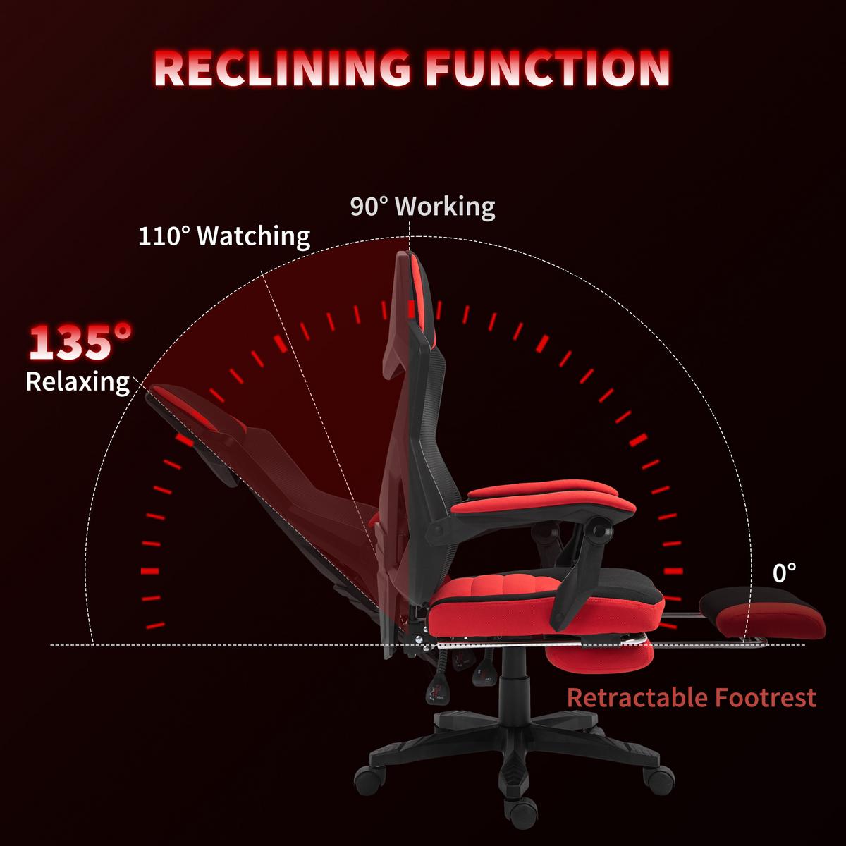 ERGONOMISCHER Bürostuhl, Schwarz+Rot - Multicolor, Kunststoff (63/122/58cm) - Vinsetto
