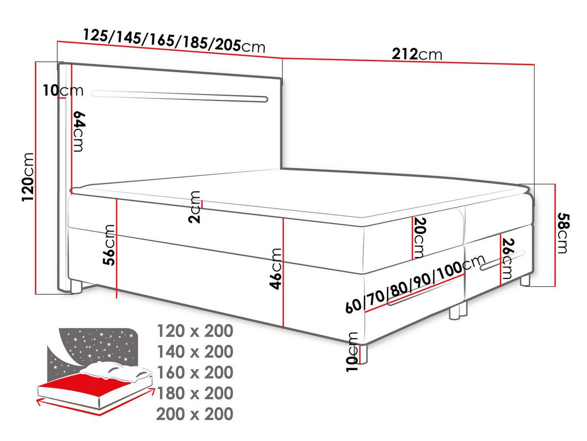 BOXBETT Enter LED - H3 - Dunkelblau, Holz (180/200cm) - MIRJAN24