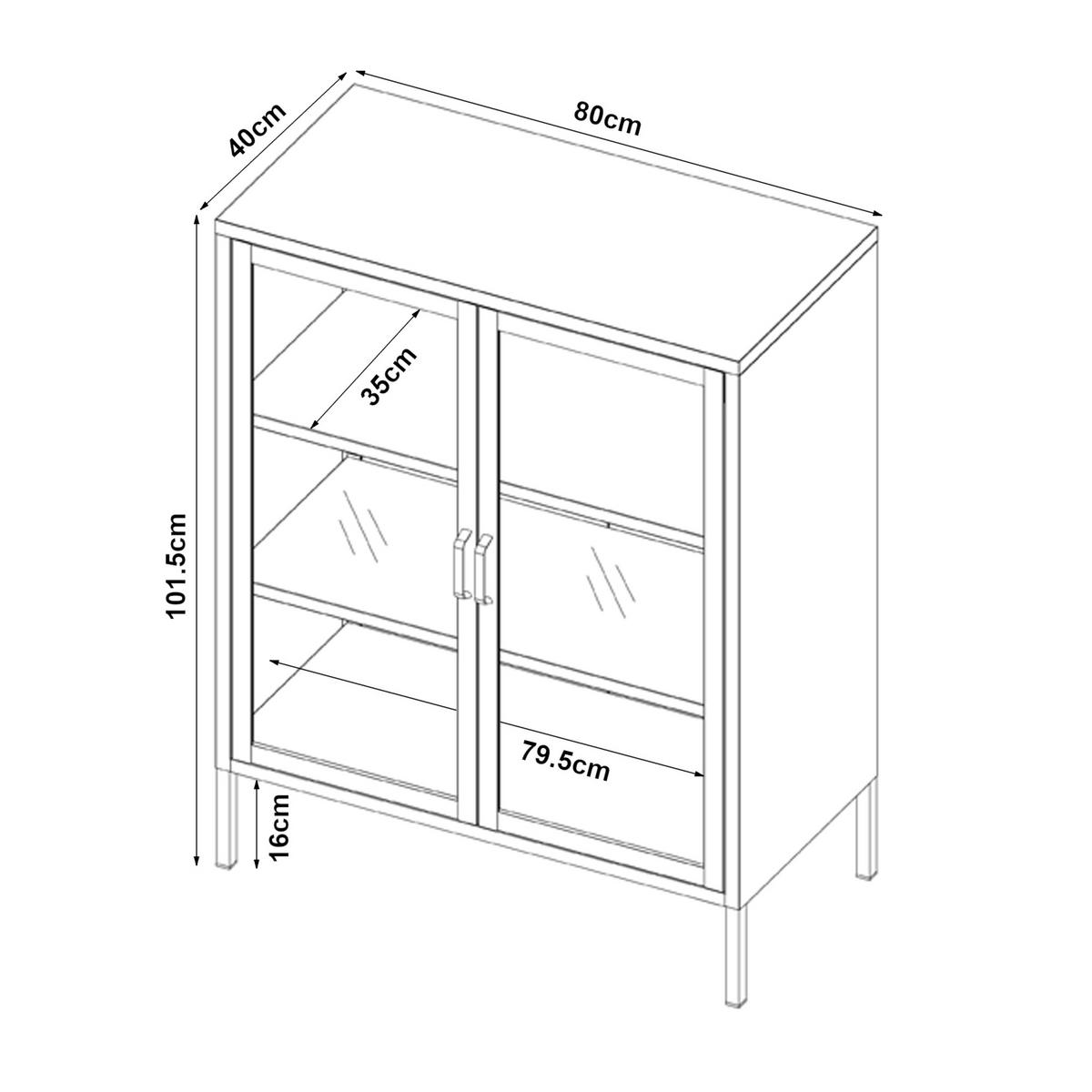 VITRINE Fauske - Weiß, Metall (80/101.5/40cm) - [en.casa]