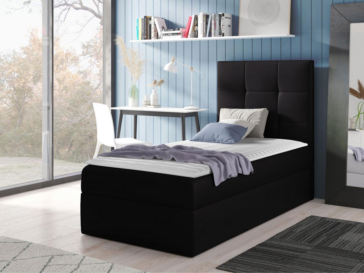 BOXBETT Mini 2, Seite zum Öffnen des Bettkastens: Rechts - H3 - Schwarz, Holz (90/200cm) - MIRJAN24