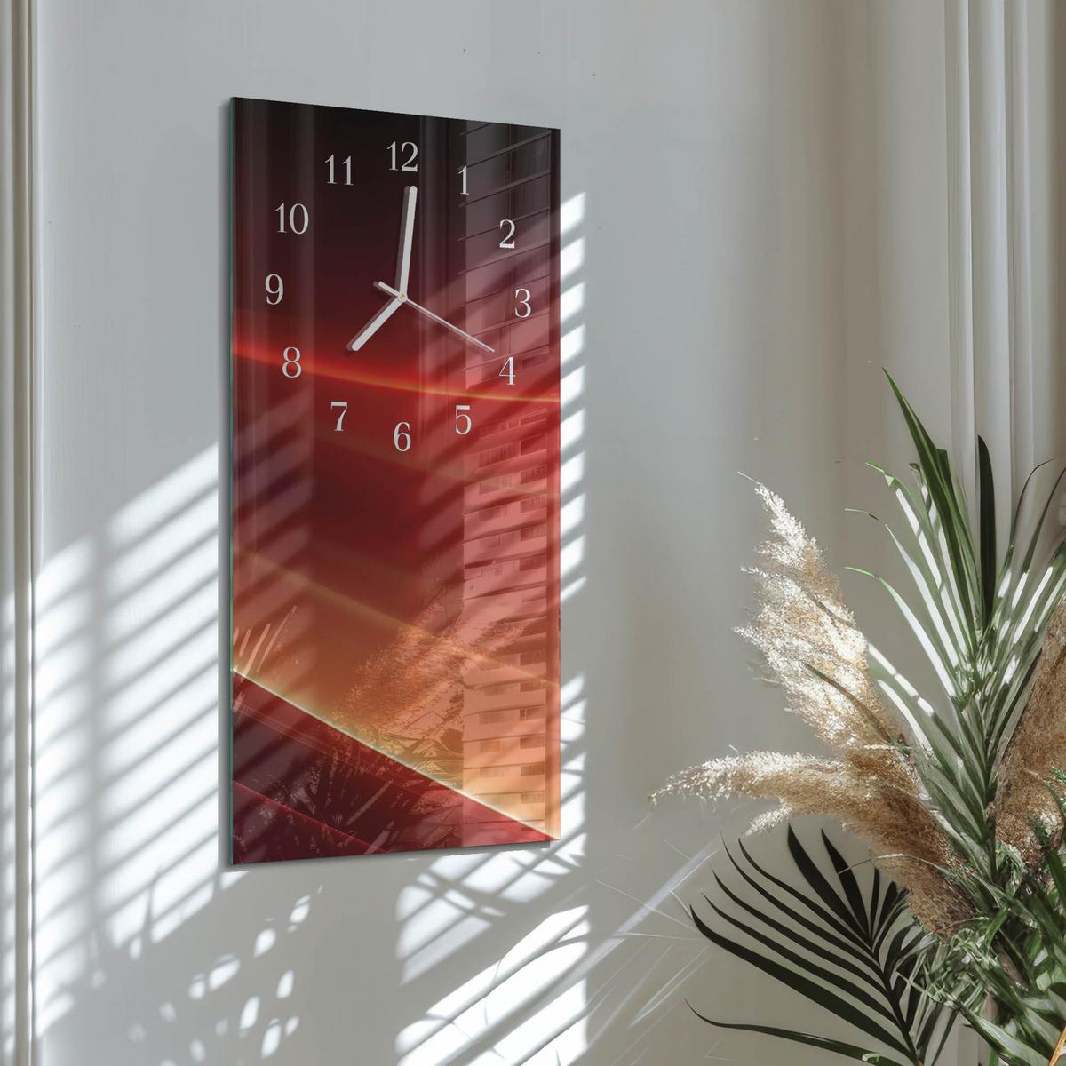 WANDUHR aus Glas 30x60 cm - Abstraktion - Schwarz, Glas (30/60/0.4cm) - TULUP