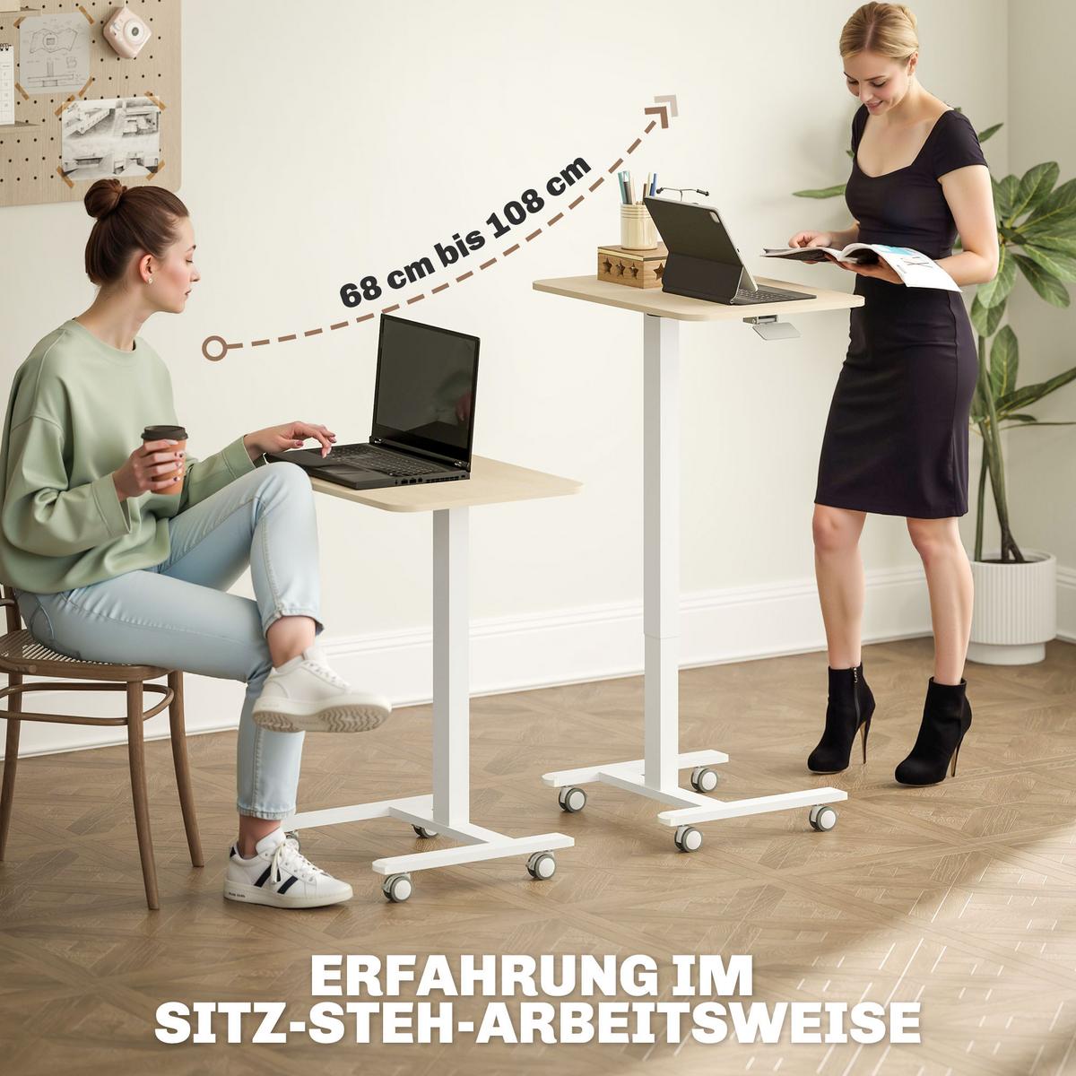 LAPTOPTISCH Spanplatte Stahl Rustikal-Braun - Braun/Weiß, Holzwerkstoff (65/48/108cm) - Vinsetto