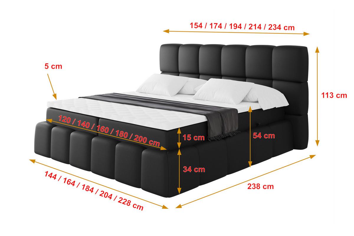 BOXBETT - AURI-H3 - 120x200 Schwarz Kunstleder - Schwarz Hochglanz, Holzwerkstoff (120/200cm) - ALTDECOR