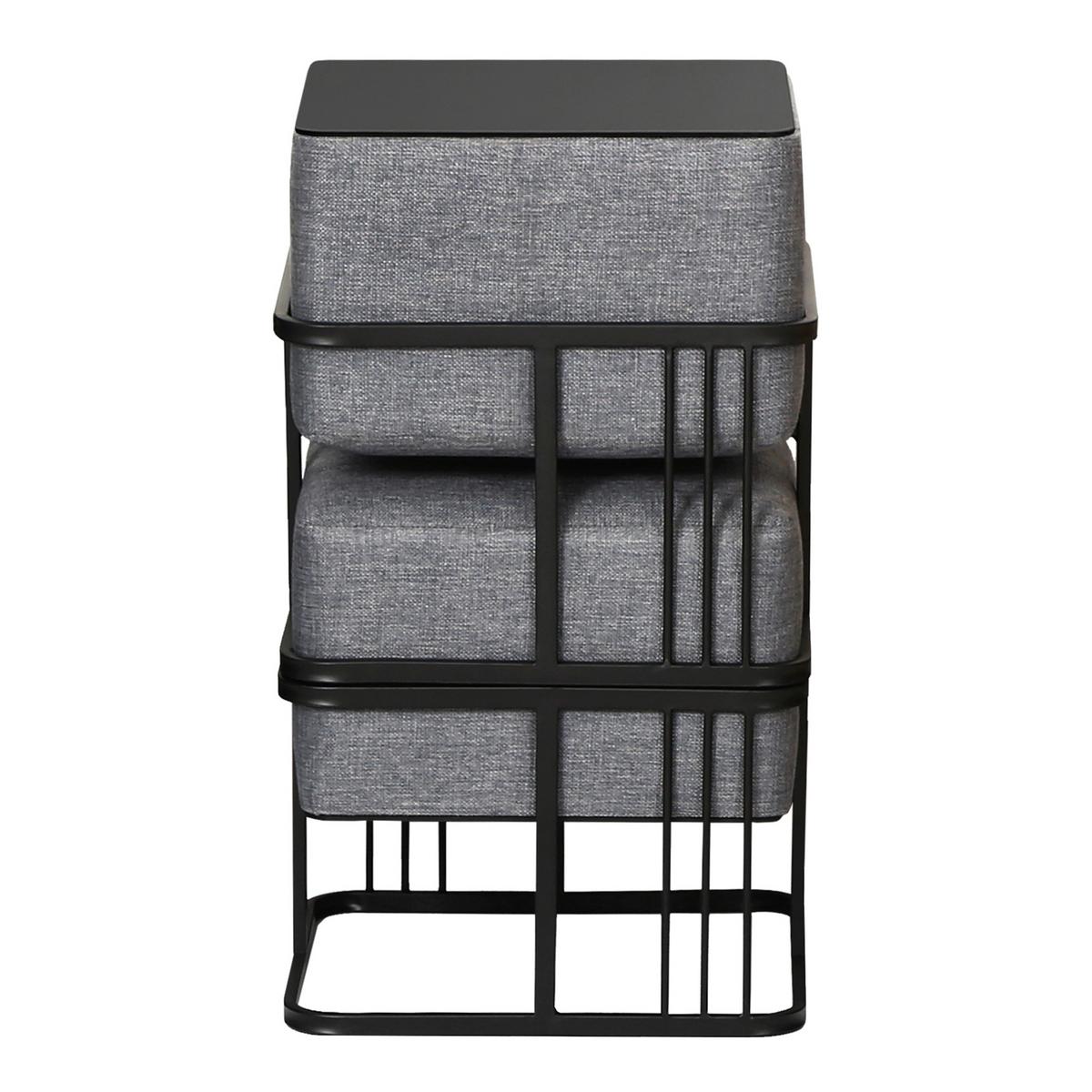 HOCKER-SET 2-TLG. Tas - Dunkelgrau/Schwarz, Holzwerkstoff/Textil (38/38/38cm) - [en.casa]