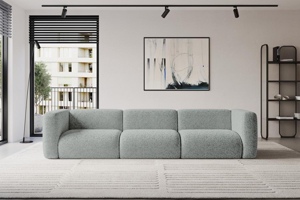 MODULARES Sofa 3-SITZER MIRA-S2 319x89x70 Grün cm Velours - Schwarz/Hellgrün, Holzwerkstoff/Kunststoff (319/70/89cm) - ALTDECOR