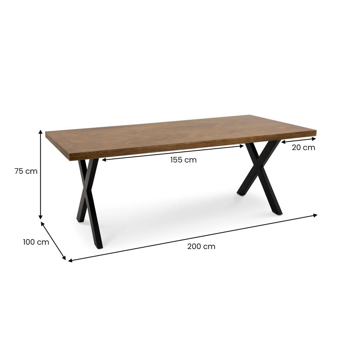 ESSTISCH SAKANA schwarz, hellbraun - Schwarz, Metall (100/200/75cm) - IDIMEX