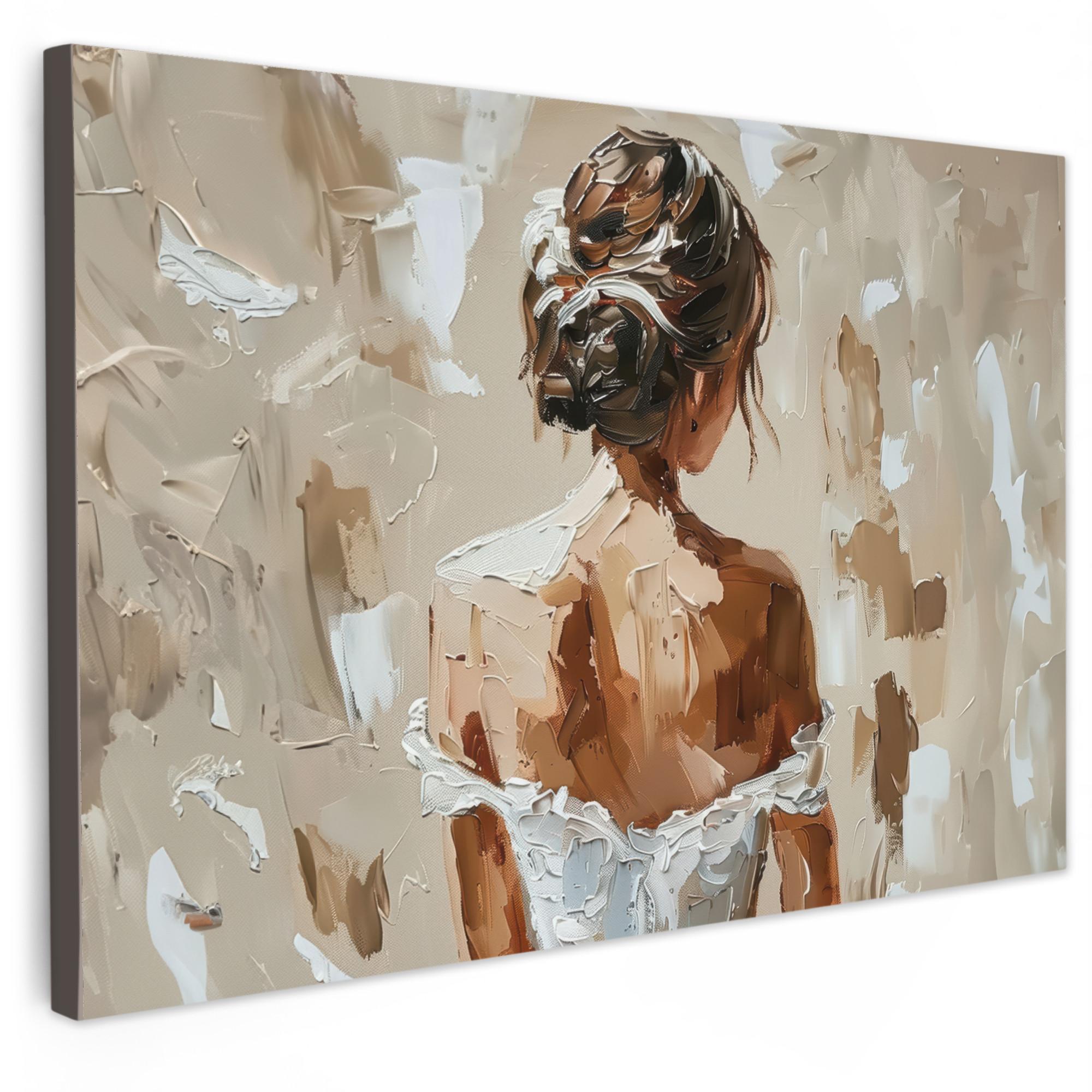 LEINWANDBILD Frau - Farbe - Abstrakt - Beige - Modern Wohnzimmer Groß 120x80 cm - Sandfarben, Textil (120/80cm) - MuchoWow