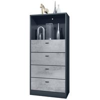 KOMMODE Pino Fronten in Beton Oxid Optik - Hellgrau, Holzwerkstoff (56/125/36cm) - Vladon