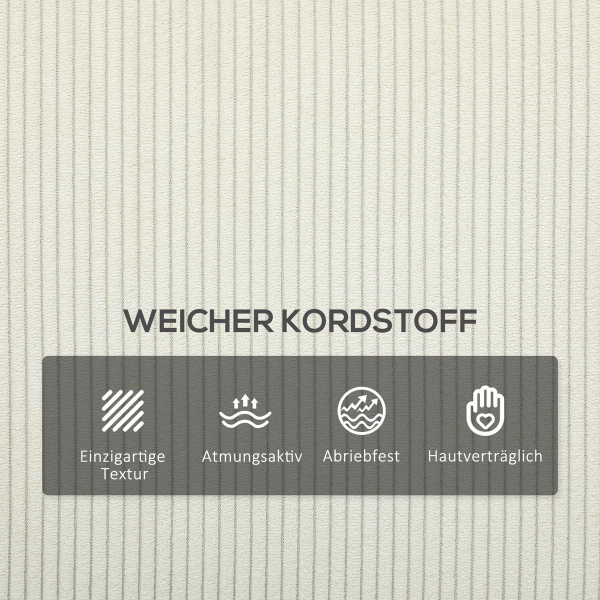 3-SITZER Sofa, Couch mit Armlehnen, Rückenkissen, für Wohnzimmer, Schlafzimmer - Silberfarben/Creme, Textil/Metall (77/80/193cm) - HOMCOM