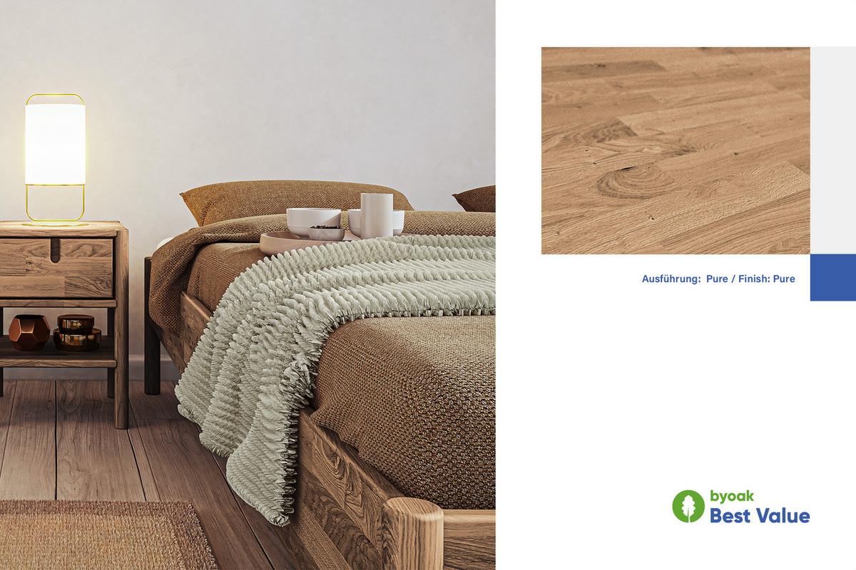 MASSIVHOLZBETT AGNES 140x200 OHNE HOLZKOPFTEIL Wildeiche - Wildeiche, Holz (140/200cm) - byoak