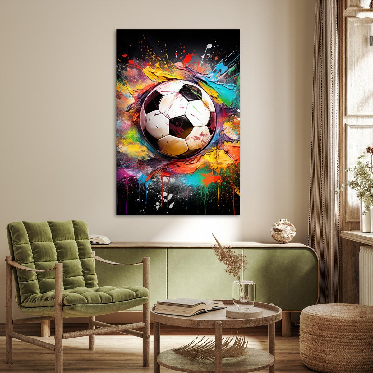 POSTER Fußball - Farbe - Farben - Schwarz - Weiß Wandbild Schlafzimmer 80x120 cm - Weiß, Papier (80/120/0.1cm) - MuchoWow