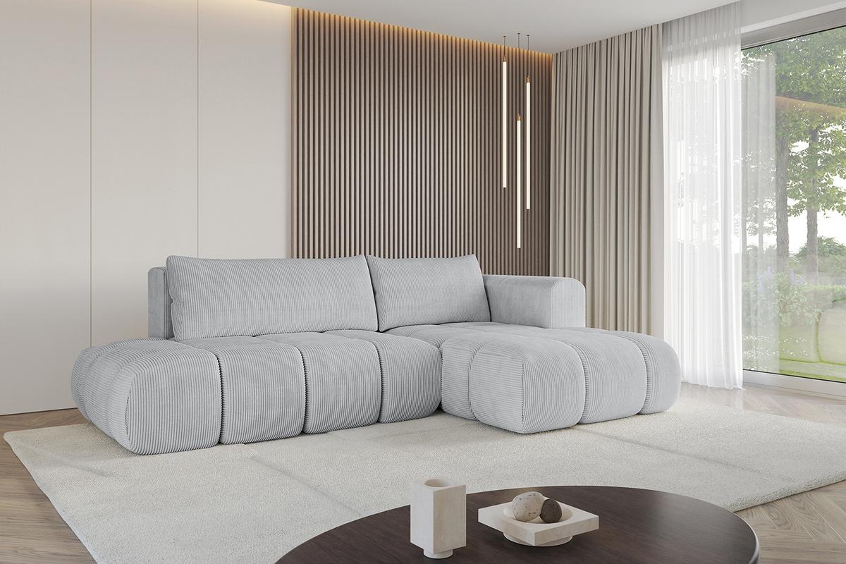 ECKSOFA Ottomane Rechts CLOUD-L 280x185x90 Grau Cord - Grau, Holzwerkstoff/Kunststoff (185/280cm) - ALTDECOR