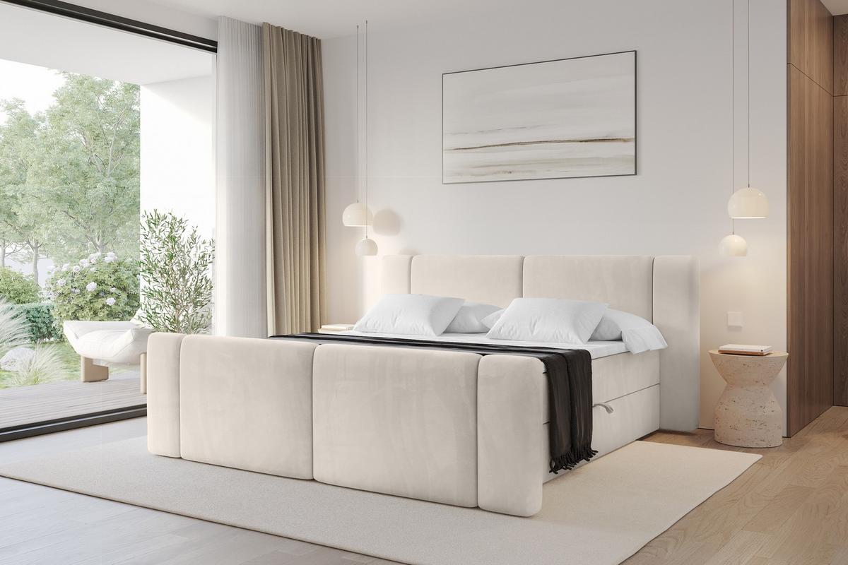 BOXBETT mit Matratze H3 - EVON Zanozek - 180x200 cm Beige - Beige, Holzwerkstoff (180/200cm) - ALTDECOR
