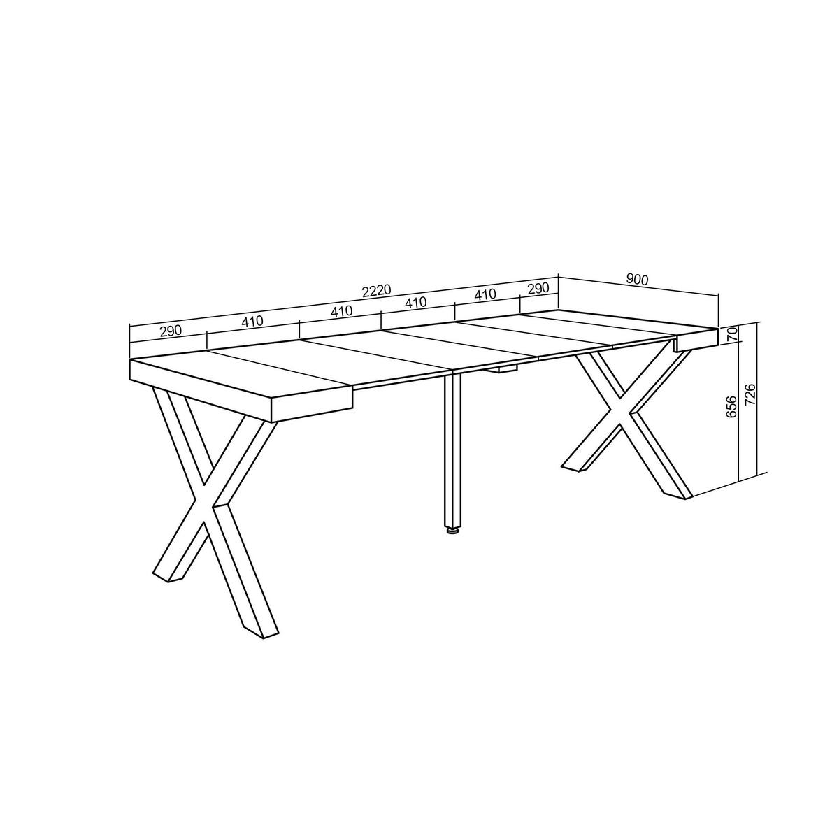 ESSTISCH ausziehbar 58 bis 222cm, für 10 Gäste, zementgrau, 58/90/73cm - Grau, Holzwerkstoff (90/222/73cm) - Skraut Home