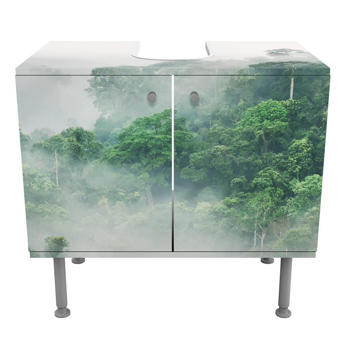 WASCHBECKENUNTERSCHRANK Dschungel im Nebel 60/55/35 cm - Grün, Holzwerkstoff (60/55/35cm) - Bilderwelten