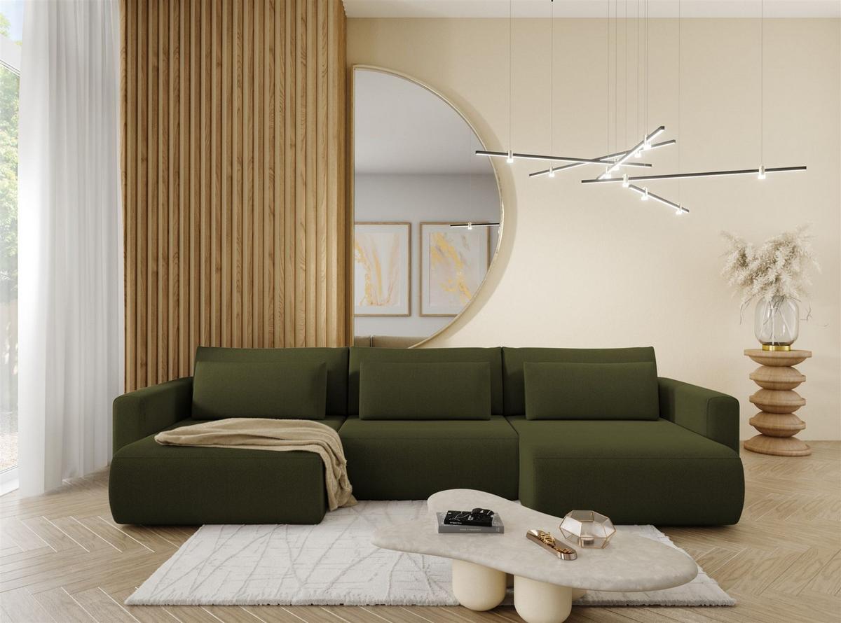 WOHNLANDSCHAFT Chaira Mit Schlaffunktion - Grün, Holzwerkstoff/Textil (340/85/149cm) - Fun Möbel