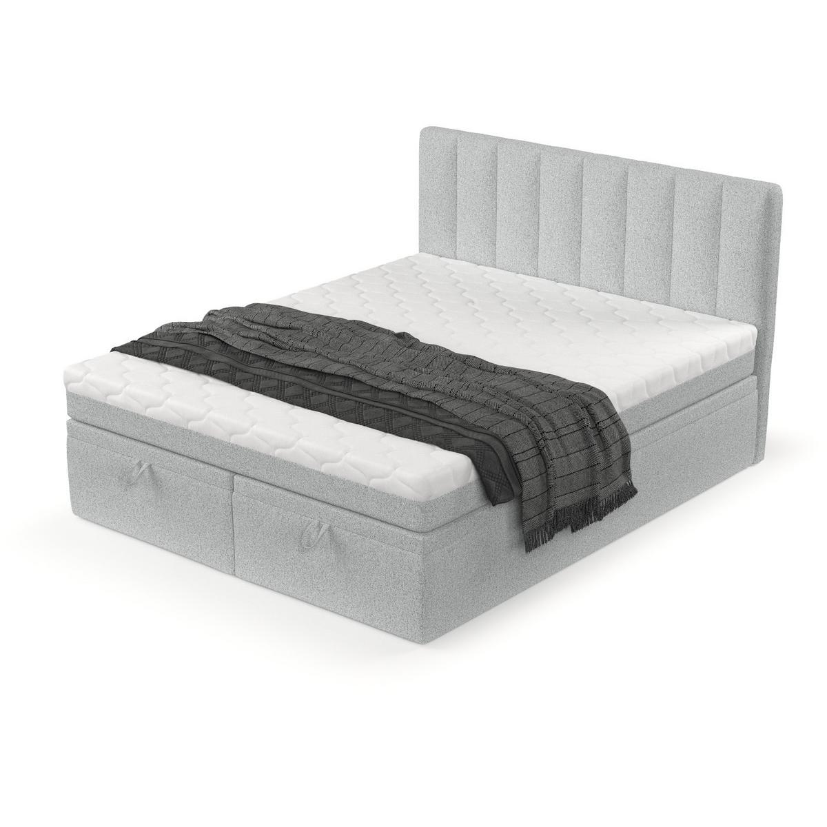 BOXBETT Lume 160/200 cm Hellgrau im Riva Stoff - Hellgrau/Schwarz, Holz/Holzwerkstoff (160/200cm) - AltaBeds
