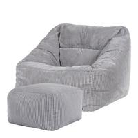 SITZSACK Cord Sessel Natalia mit Hocker - Hellgrau/Grau, Textil (97/73/84cm) - icon